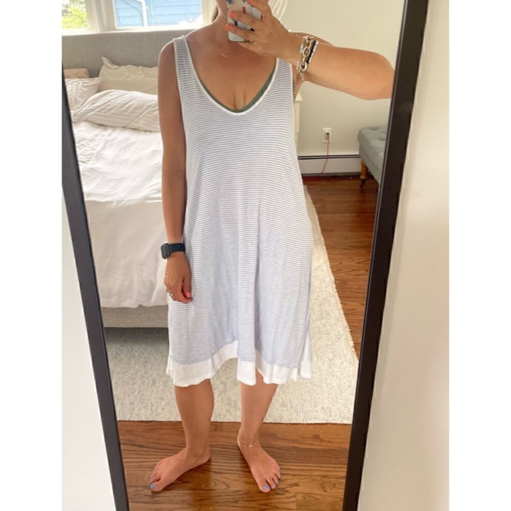 Feel the Piece blue & white stripe V Neck Summer Dress